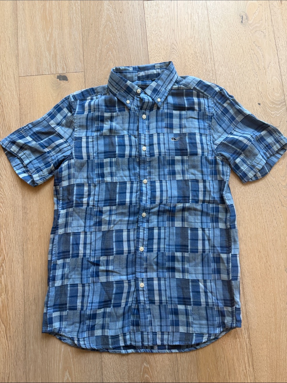 Vineyard Vines Blue Plaid Short Sleeve Button-Down Shirt